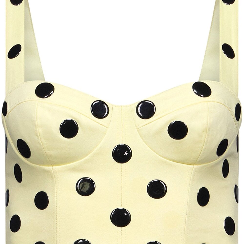 Area polka dot-appliqué cropped top